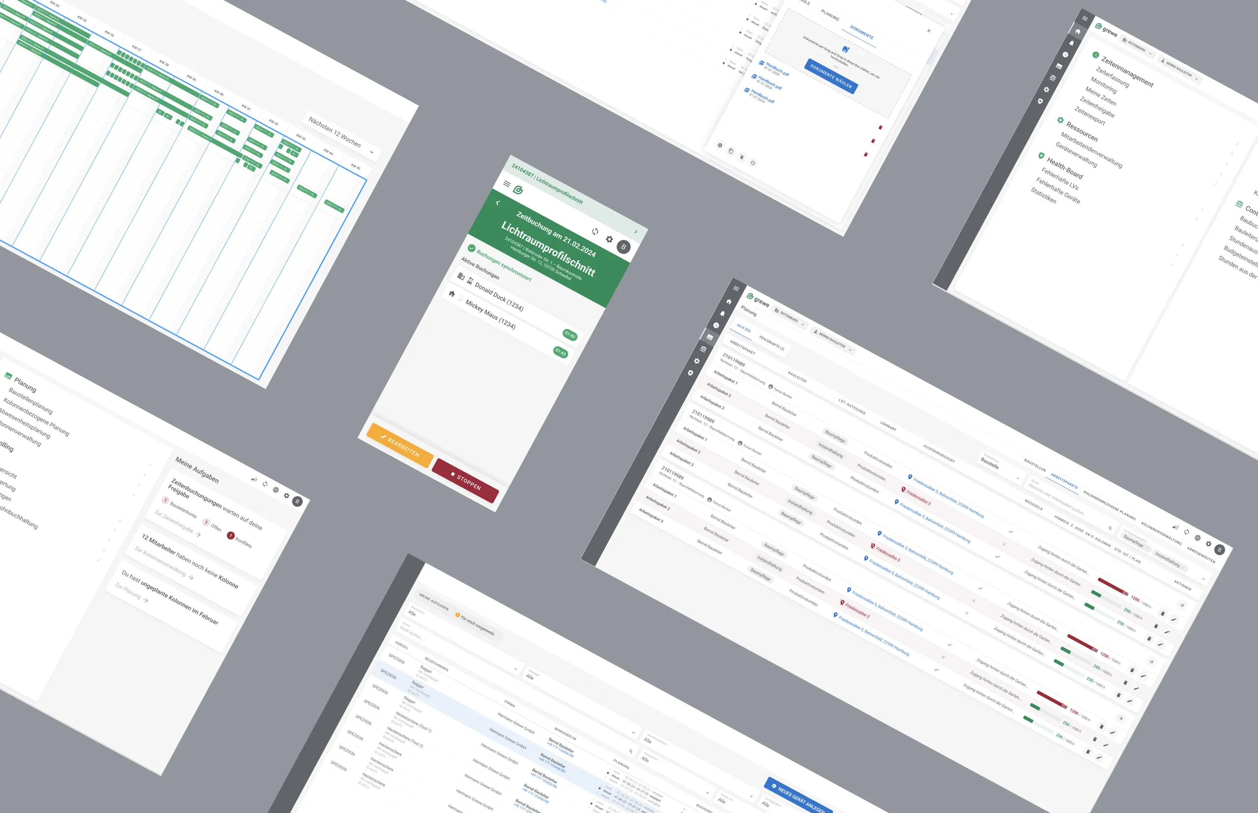 Interfacecollage der Software für die grewe-Gruppe