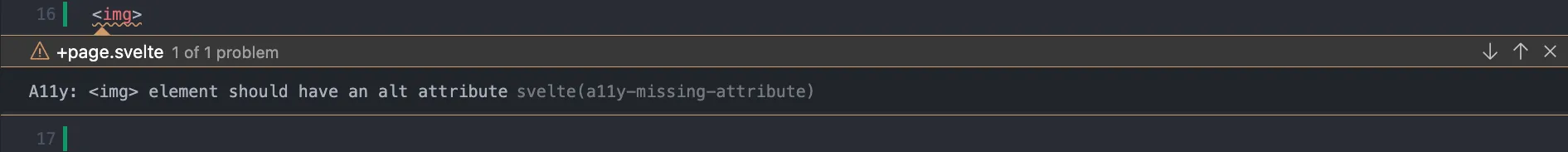 Svelte Linter Error Message