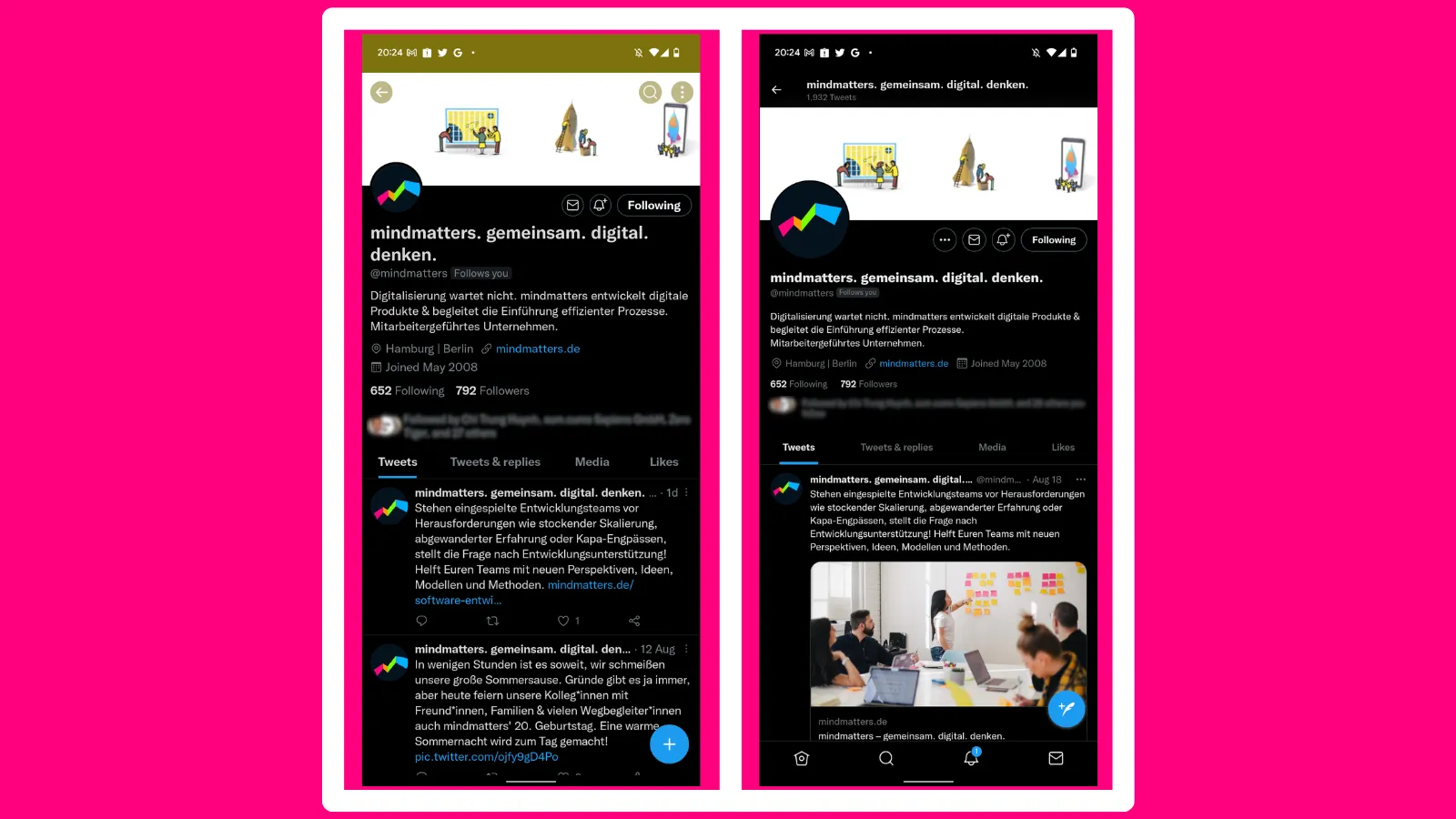 Vergleich Twitter PWA native App