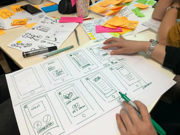Bild mit gezeichnetem Storyboard
