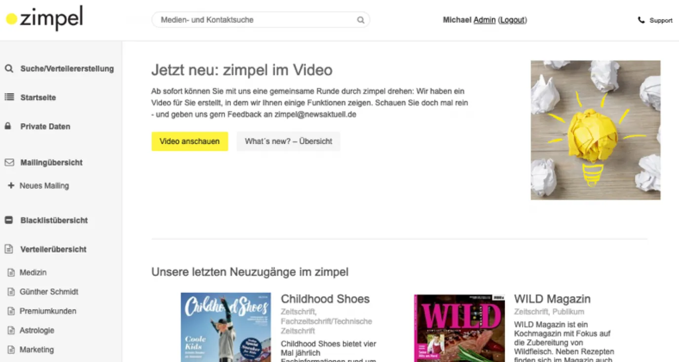 Screenshot des Tools Zimpel